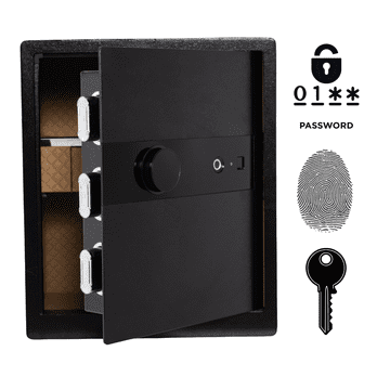 Nikcorp Biometrijski kućni sef na otisak prsta i šifru, čelični, 45x38x32 cm, crni