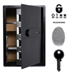 Nikcorp Oklopni kućni biometrijski sef na otisak prsta i šifru 58x40x33 cm, čelični, crni