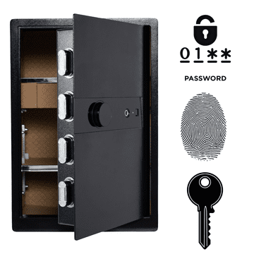 Nikcorp Oklopni kućni biometrijski sef na otisak prsta i šifru 58x40x33 cm, čelični, crni