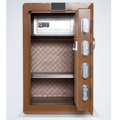 Nikcorp Biometrijski kućni sef na otisak prsta i šifru 60x38x33 cm, čelični, smeđi s alarmom i policom