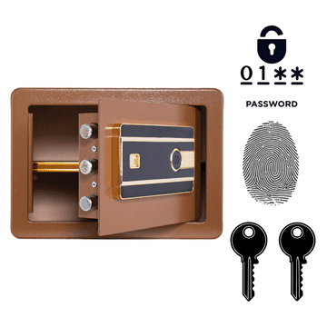 Nikcorp Biometrijski kućni sef na otisak prsta i šifru, čelični, 25x35x25 cm, smeđi