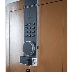 Nikcorp Biometrijski kućni sef na otisak prsta i šifru 60x38x33 cm, čelični, smeđi s alarmom i policom