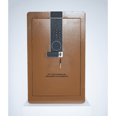 Nikcorp Biometrijski kućni sef na otisak prsta i šifru 60x38x33 cm, čelični, smeđi s alarmom i policom