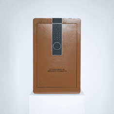 Nikcorp Biometrijski kućni sef na otisak prsta i šifru 60x38x33 cm, čelični, smeđi s alarmom i policom