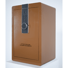 Nikcorp Biometrijski kućni sef na otisak prsta i šifru 60x38x33 cm, čelični, smeđi s alarmom i policom