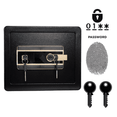 Nikcorp Oklopni kućni biometrijski sef na otisak prsta i šifru, čelični, 25x35x25 cm, crni