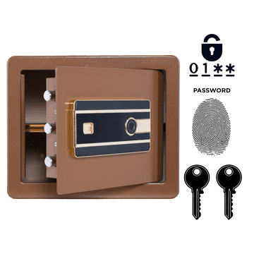 Nikcorp Kućni biometrijski sef na otisak prsta i šifru, čelični, 30x36x30 cm, smeđi