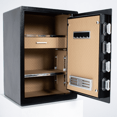 Nikcorp Oklopni kućni biometrijski sef na otisak prsta i šifru 58x40x33 cm, čelični, crni