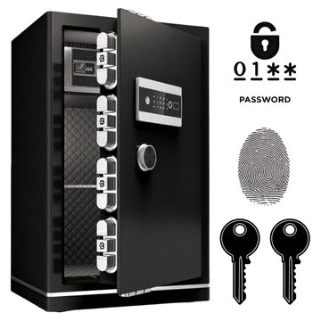 Nikcorp Oklopni kućni sef s elektroničkom bravom i ključem, čelični, 80x48x43 cm, crni