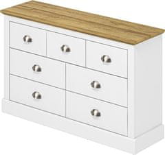 Nikcorp Galano moderna drvena komoda sa 7 ladica, bijela, 119 x 73,6 x 35,3 cm, elegantan ormarić za pohranu