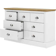 Nikcorp Galano moderna drvena komoda sa 7 ladica, bijela, 119 x 73,6 x 35,3 cm, elegantan ormarić za pohranu