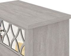 Nikcorp Galano komoda s ogledalnom ladicom, 4 ladice, 94x70x40 cm, sivi hrast, mat završna obrada, moderan dizajn za spavaću sobu