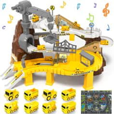 Nikcorp Dječja trkaća staza i gradilište s dizalicom, 8 automobila i spiralnom cestom, kreativni set za djecu od 3 godine