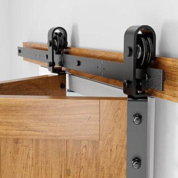 Nikcorp Set vodilica za sklopiva klizna vrata Barn Door, 100,6 cm, crni čelik, sustav za uštedu prostora, nosivost 120 kg, Loft dizajn