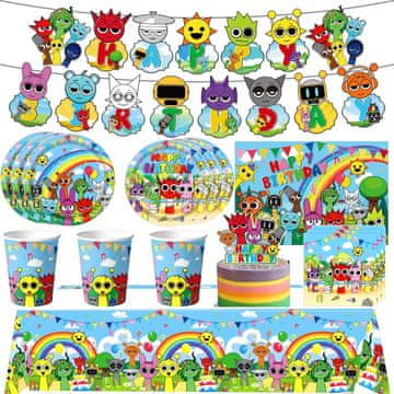 Nikcorp Set papirnatog posuđa i dekoracija za rođendan, 52 dijela, uključuje tanjure, čaše, salvete, stolnjak i baner