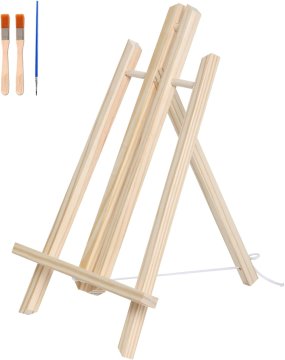 Nikcorp Stolni štafelaj od borovog drveta 36 cm podesiv za platna do 40 cm s kistom za slikanje