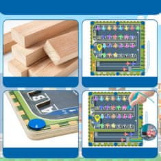 Nikcorp Drvena Montessori magnetska ploča s abecedom i labirintom - motiv zrakoplova, 29,4x29,4 cm, edukativna igračka za djecu 3-5 god.