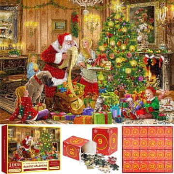 Nikcorp Božićni adventski kalendar puzzle 1008 dijelova 24 sekcije 70x50 cm kreativni poklon za djecu i odrasle