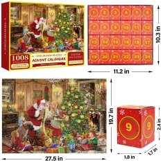 Nikcorp Adventski kalendar puzzle 1000 dijelova 70x50 cm - Božićna slagalica s 24 kutijice za odbrojavanje do Božića