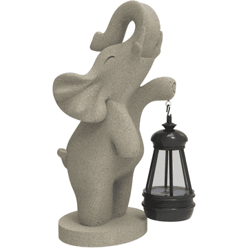Nikcorp Vrtna dekorativna figurica slon s fenjerom od smole, siva, 26x13 cm - otporan ukras za vrt i dom