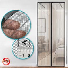 Nikcorp Magnetska mreža protiv komaraca za balkonska vrata 105x220 cm Crna - automatsko zatvaranje, poliester