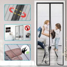 Nikcorp Magnetska mreža protiv komaraca za balkonska vrata 105x220 cm Crna - automatsko zatvaranje, poliester