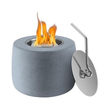 Nikcorp Dekorativni stolni biokamin od betona za unutarnju i vanjsku upotrebu, prijenosni kamin na bioetanol, tamnosivi