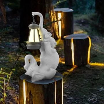 Nikcorp Vrtna figura slona sa solarnom lampom od otporne smole - dekorativna LED rasvjeta za vrt i terasu, tamnosiva