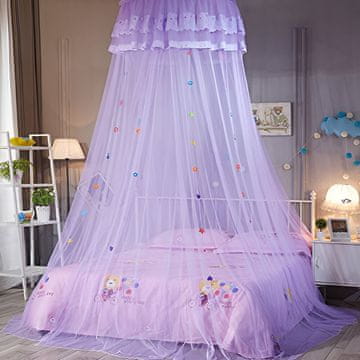 Nikcorp Zaštitna mreža protiv komaraca za dječji krevet - okrugla nadstrešnica, ljubičasta, promjer 66 cm, visina 272 cm