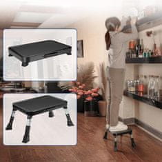 Nikcorp Sklopivi metalni oslonac za noge podesiv po visini 3 razine crni protuklizni do 150 kg