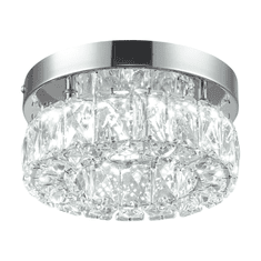 Nikcorp Kristalni LED luster stropna svjetiljka, 16W 6000K hladno bijela, okrugla 20x10 cm, K9 kristali i inox za hodnik