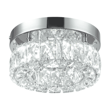 Nikcorp Kristalni LED luster stropna svjetiljka, 16W 6000K hladno bijela, okrugla 20x10 cm, K9 kristali i inox za hodnik