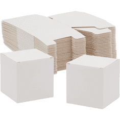 Nikcorp Set od 100 bijelih papirnatih poklon kutija za sitnice 7,6x7,6x7,6 cm, elegantne sklopive kutijice za vjenčanja i darivanje