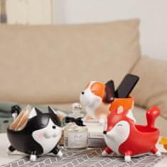 Nikcorp Dekorativna zdjela u obliku figure mačke za bombone i sitnice - 14 cm, praktična posuda za ključeve i nakit, crno-bijela