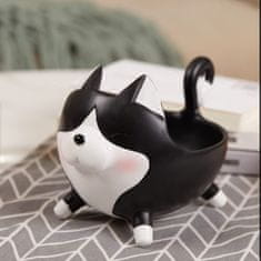Nikcorp Dekorativna zdjela u obliku figure mačke za bombone i sitnice - 14 cm, praktična posuda za ključeve i nakit, crno-bijela