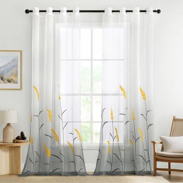 Nikcorp Poluprozirne zavjese od voala teksture zrna 140x245 cm bijele 2 komada set za karnišu i vodilice