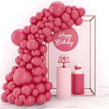 Nikcorp Set lateks balona za dekorativni luk i vijenac 110 komada s priborom za montažu - Crveni rođendanski i party baloni raznih veličina