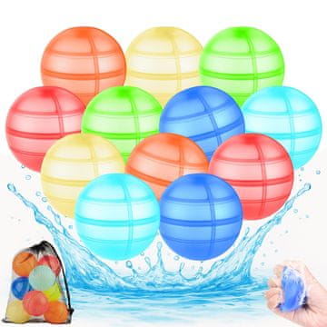 Nikcorp Set 12 višekratnih silikonskih vodenih bombi za igru u vodi, samozatvarajuće, mix boja
