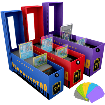 Nikcorp Set 3 kutije za pohranu 3000+ kolekcionarskih kartica s 10 pregrada, plava, crvena i ljubičasta, debeli karton