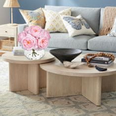 Nikcorp Umjetni božuri u staklenoj vazi, dekorativni buket s efektom vode, realističan 3D izgled, ružičasti, 6 komada