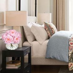 Nikcorp Umjetni božuri u staklenoj vazi, dekorativni buket s efektom vode, realističan 3D izgled, ružičasti, 6 komada