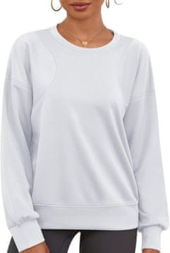 Nikcorp Ženska oversize bluza dugih rukava, sportska i ležerna, mekana i prozračna, bijela, veličina XL