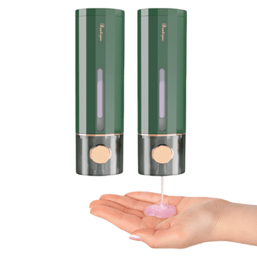 Nikcorp Set od 2 zidna dozatora za sapun 450 ml, montaža bez bušenja, visokokvalitetni ABS, prozirni prozorčić