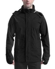 Nikcorp Muška vodootporna kišna jakna s kapuljačom M ripstop poliester 10.000 mm crna za biciklizam i outdoor aktivnosti