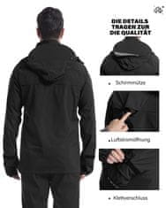 Nikcorp Muška vodootporna kišna jakna s kapuljačom M ripstop poliester 10.000 mm crna za biciklizam i outdoor aktivnosti