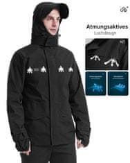 Nikcorp Muška vodootporna kišna jakna s kapuljačom M ripstop poliester 10.000 mm crna za biciklizam i outdoor aktivnosti