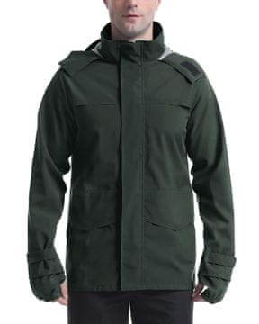 Nikcorp Muška vodootporna kišna jakna s kapuljačom i vizirom, prozračna, ripstop materijal, zelena, XL