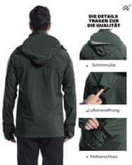 Nikcorp Muška vodootporna kišna jakna s kapuljačom i vizirom, prozračna, ripstop materijal, zelena, XL