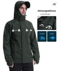 Nikcorp Muška vodootporna kišna jakna s kapuljačom i vizirom, prozračna, ripstop materijal, zelena, XL