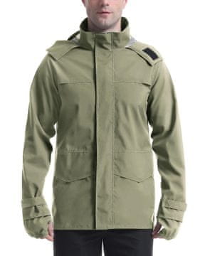 Nikcorp Muška vodootporna kišna jakna za biciklizam i outdoor, 10000mm, prozračna s kapuljačom, Khaki L